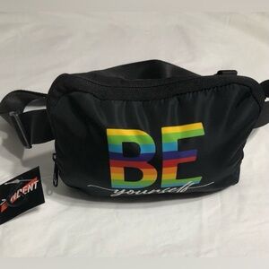 Black Fanny Pack with Rainbow 'BE Yourself' Design